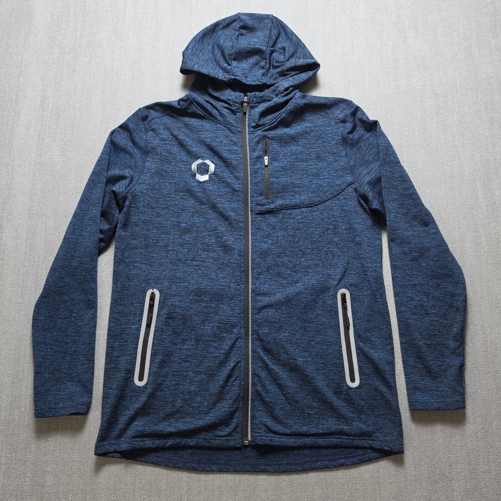 Liberty Pro Full Zip Hoodie Mens L Blue Space Dye Athletic Performance Jacket